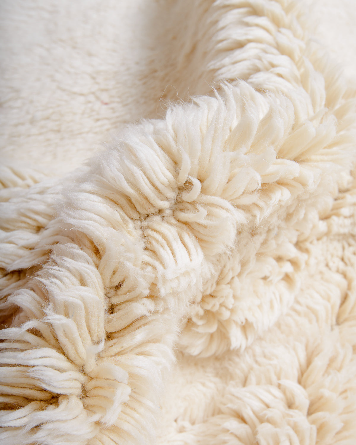 Modern, designer, handcrafted 100% sheep’s wool Berber rug from Morocco. Beni M’rirt carpet with beautiful colours and patterns and fluffy wool texture.